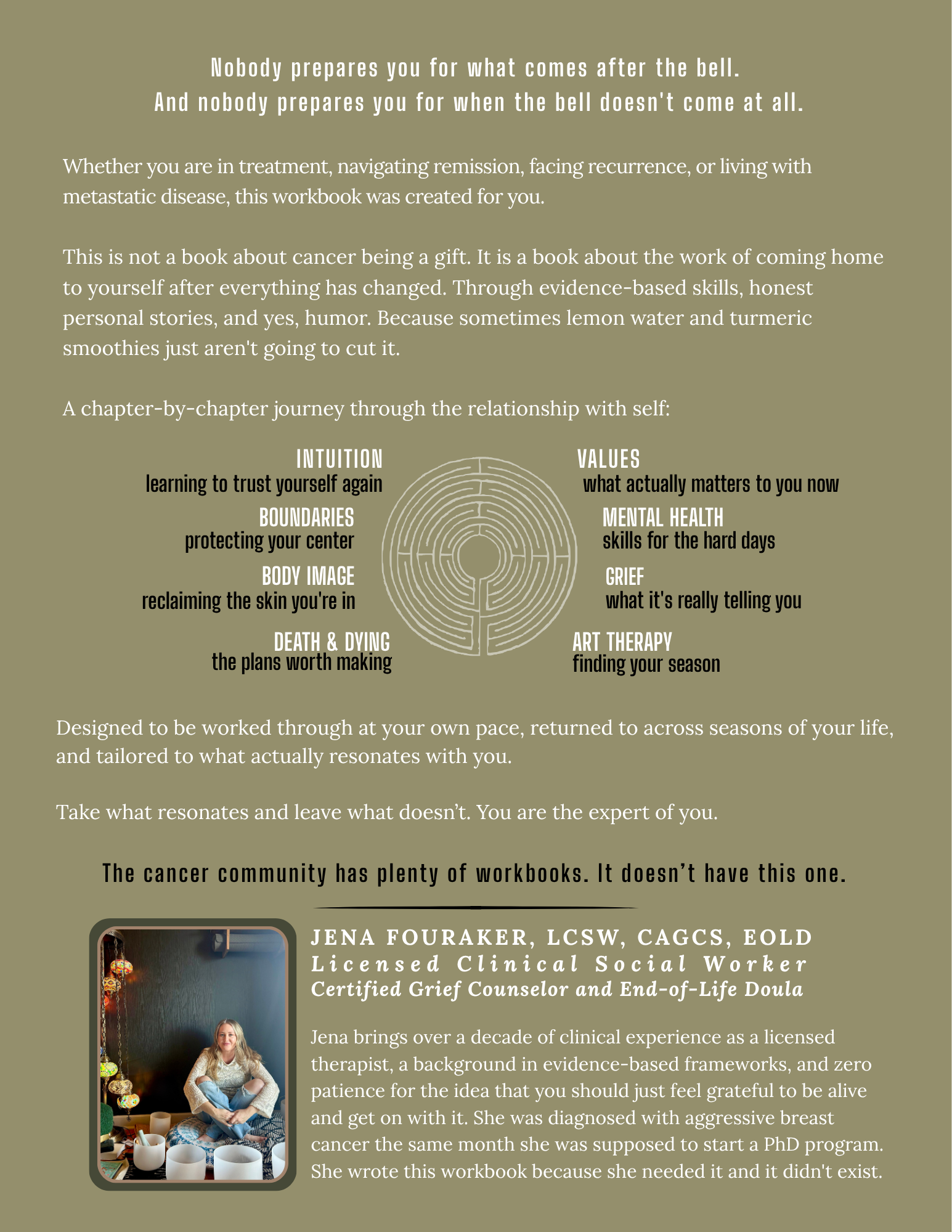 Recentering After Cancer Workbook back cover