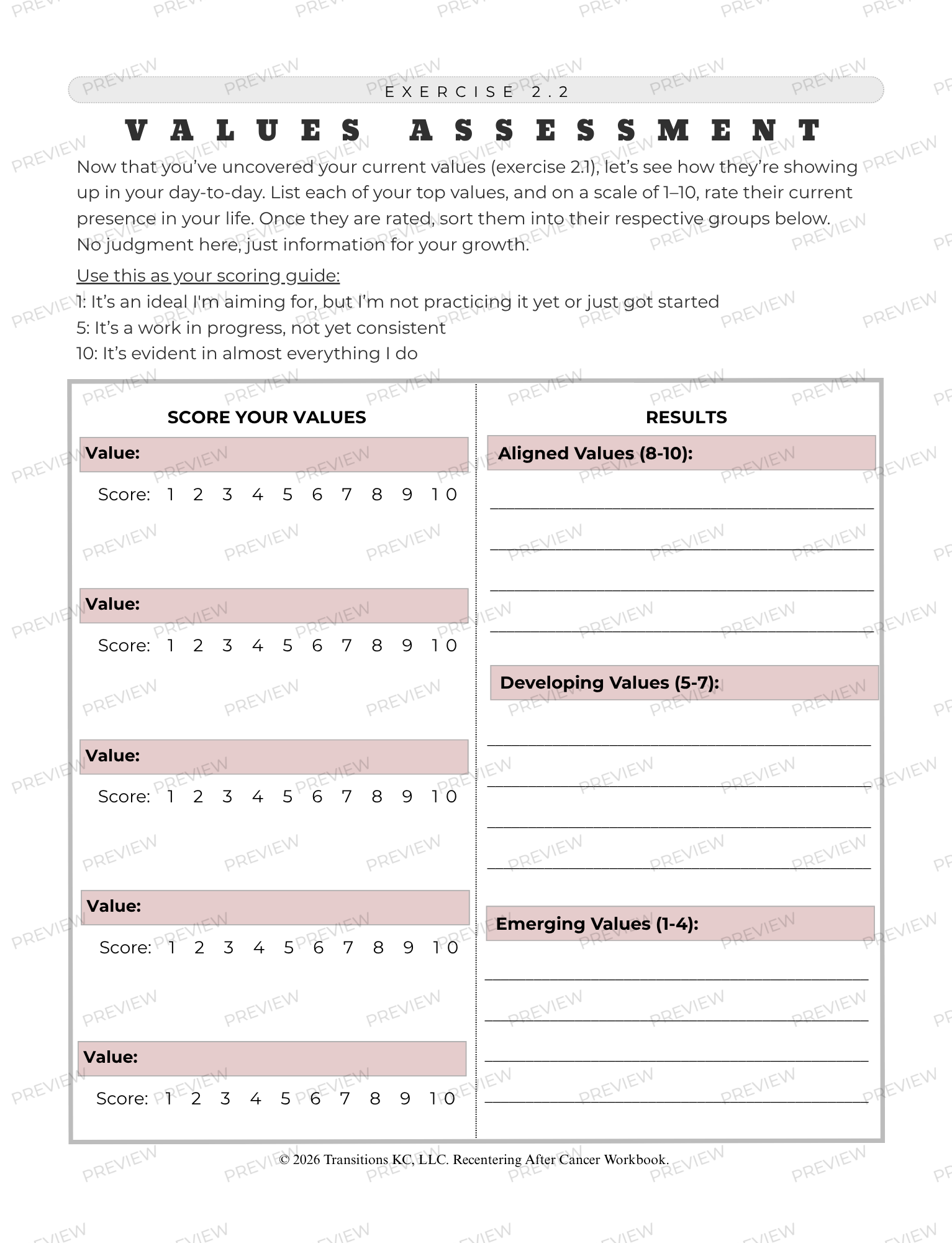 Workbook interior page